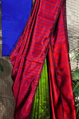 Handwoven contemporary Chanderi saree with multi colors