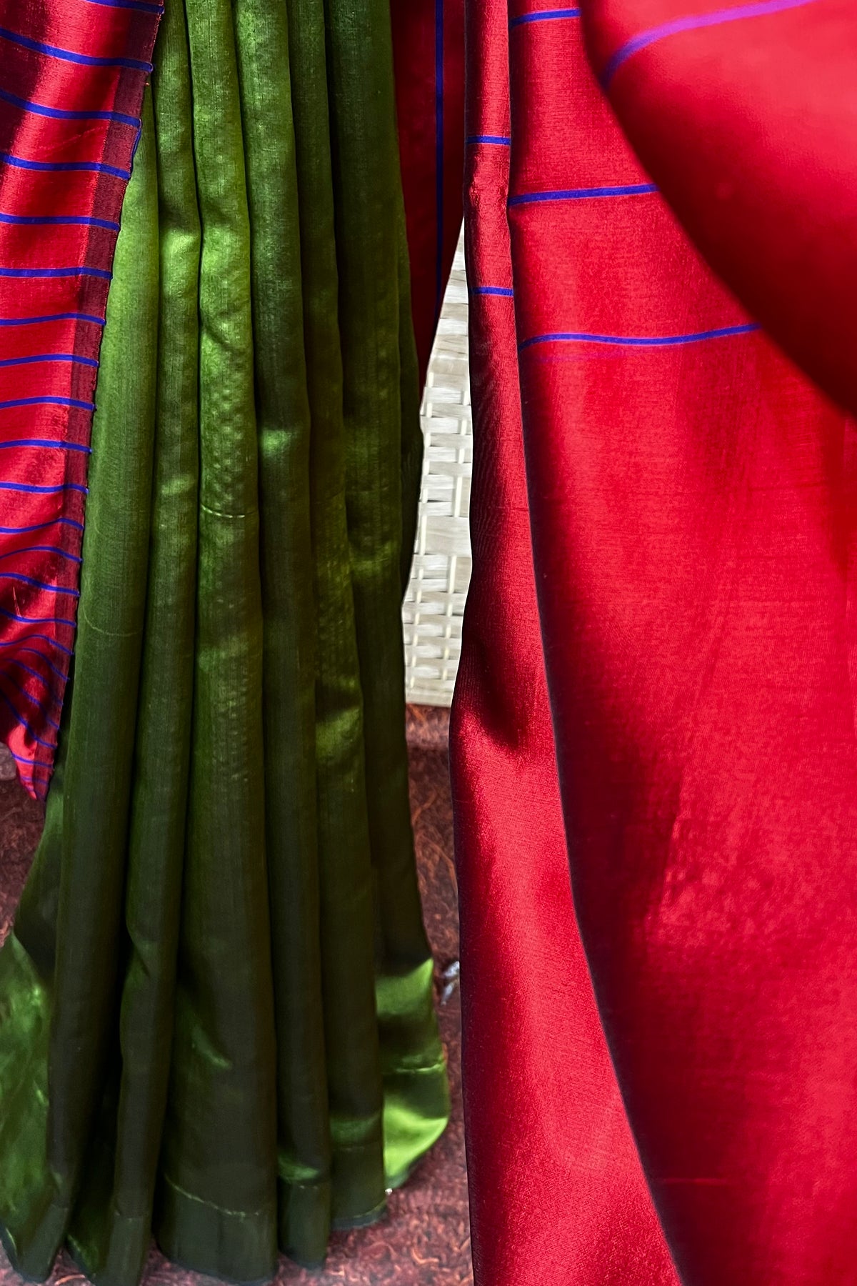 Handwoven contemporary Chanderi saree with multi colors