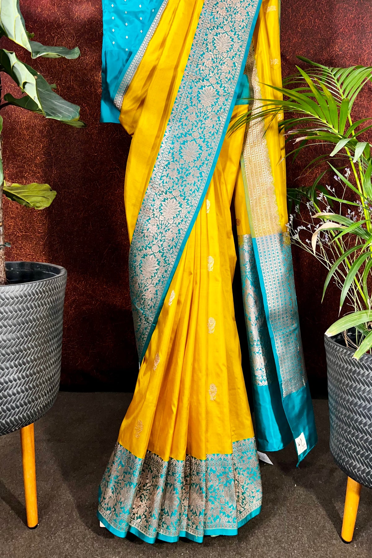 Poppy Yellow Handwoven Pure Katan Silk Banarasi Saree