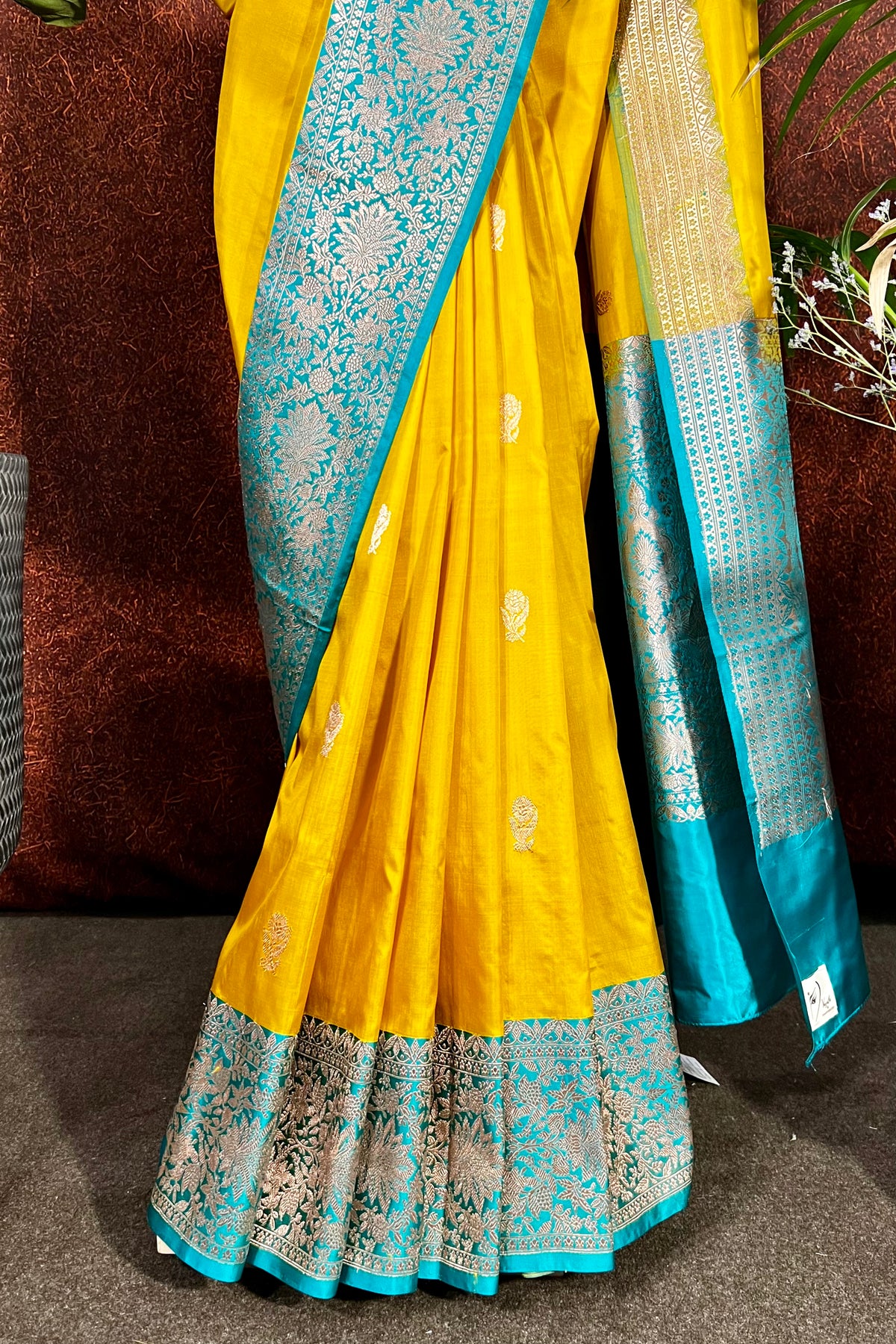 Poppy Yellow Handwoven Pure Katan Silk Banarasi Saree
